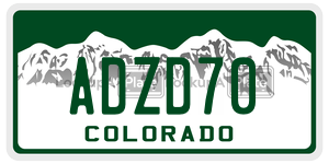 ADZD70  license plate in CO