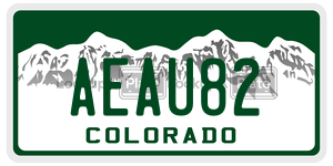 AEAU82  license plate in CO