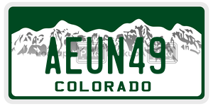 AEUN49 license plate in Colorado