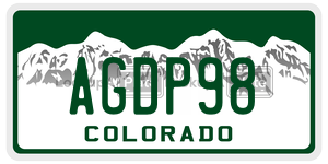 AGDP98  license plate in CO
