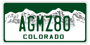 AGMZ80 license plate in Colorado