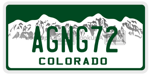 AGNG72  license plate in CO
