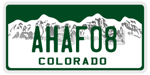 AHAF08  license plate in CO