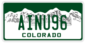 AINU96  license plate in CO
