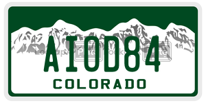AIOD84  license plate in CO