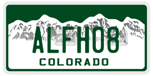 ALFH08  license plate in CO