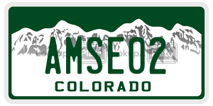 AMSE02 license plate in Colorado