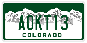 AOKT13 license plate in Colorado