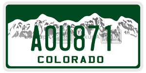 AOU871  license plate in CO