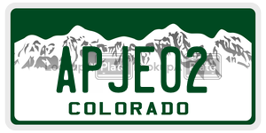 APJE02  license plate in CO