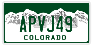APVJ49  license plate in CO