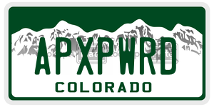 APXPWRD  license plate in CO
