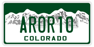 AROR10 license plate in Colorado