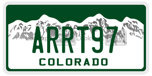 ARRT97 license plate in Colorado