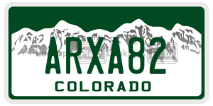 ARXA82 license plate in Colorado