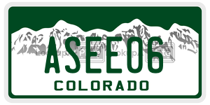 ASEE06 license plate in Colorado