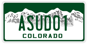 ASUD01  license plate in CO