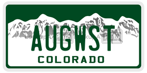 AUGWST  license plate in CO