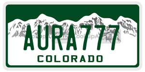 AURA777  license plate in CO