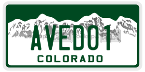 AVED01  license plate in CO