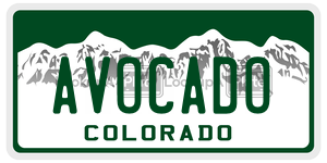 AVOCADO  license plate in CO