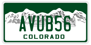 AVUB56 license plate in Colorado