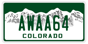 AWAA64  license plate in CO
