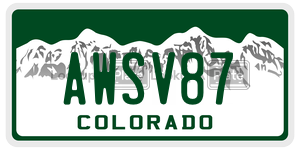 AWSV87 license plate in Colorado