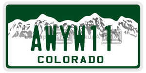 AWYW11  license plate in CO