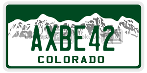 AXBE42 license plate in Colorado