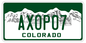 AXOP07 license plate in Colorado