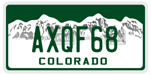AXQF68  license plate in CO