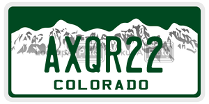 AXQR22  license plate in CO