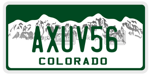 AXUV56  license plate in CO