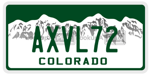 AXVL72  license plate in CO