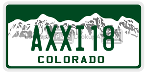 AXXI18  license plate in CO