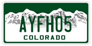 AYFH05  license plate in CO