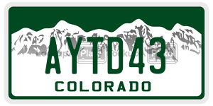 AYTD43  license plate in CO