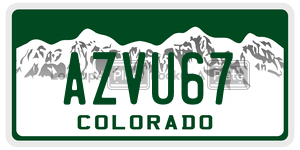 AZVU67  license plate in CO