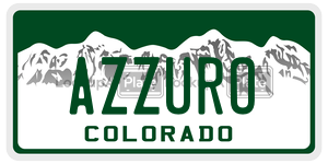 AZZURO license plate in Colorado