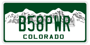 B58PWR  license plate in CO