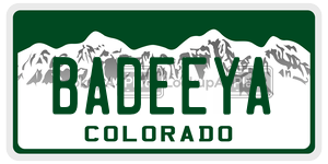 BADEEYA  license plate in CO