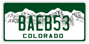 BAEB53 license plate in Colorado