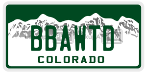 BBAWTD  license plate in CO