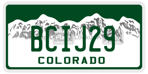BCIJ29 license plate in Colorado