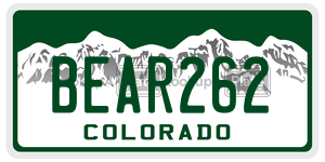 BEAR262  license plate in CO