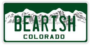 BEARISH license plate in Colorado