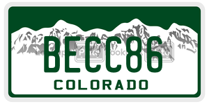 BECC86  license plate in CO