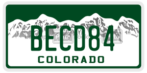 BECD84  license plate in CO