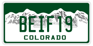 BEIF19 license plate in Colorado